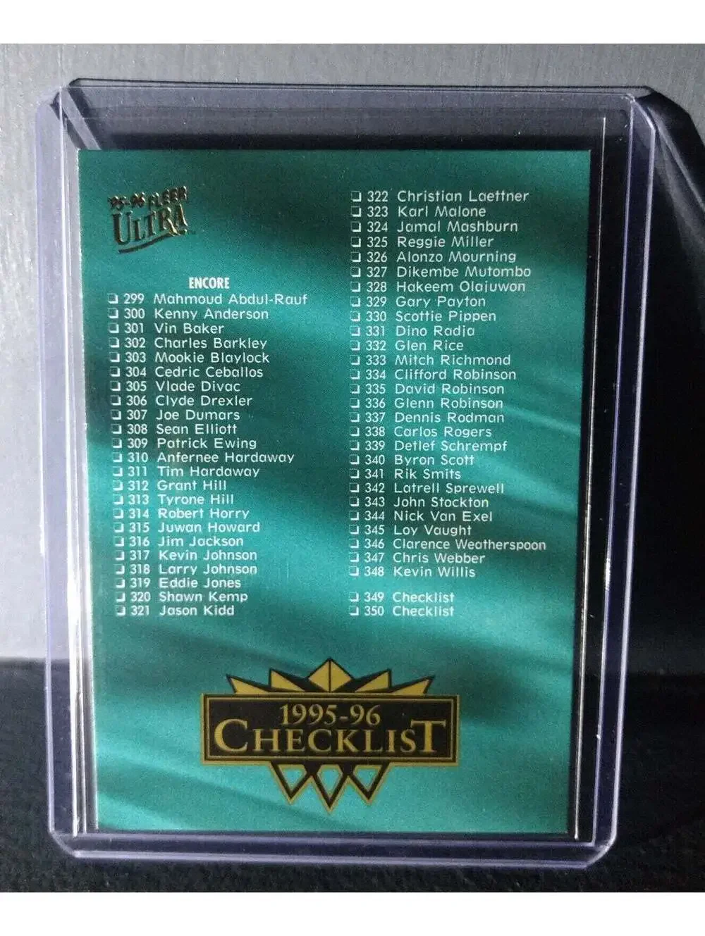 1995-96 Checklist (299-350) Fleer Ultra #350 Basketball Card